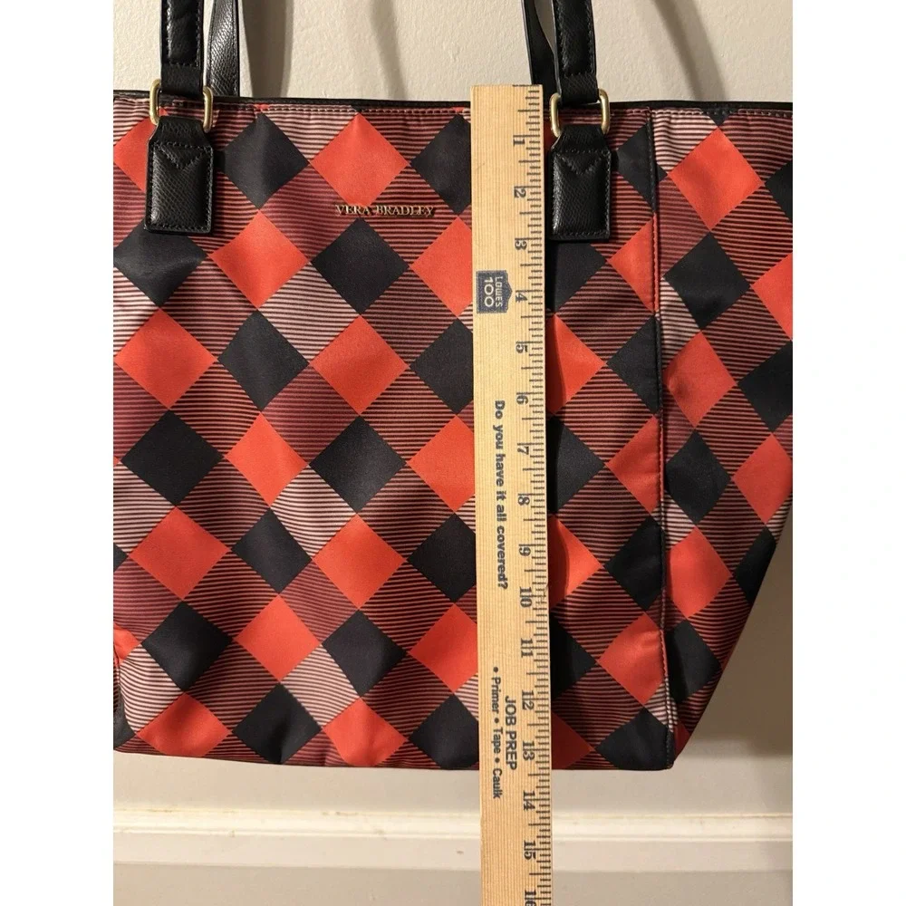 Vera Bradley Large Zip ELLA Tote BUFFALO PLAID Burnt Orange Black Red Purse $168